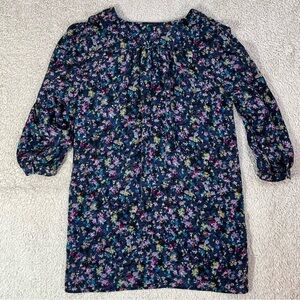 FEI Women's 100% Silk Floral Shift Dress Blue, Purple, Pinks Size 2 Old Money